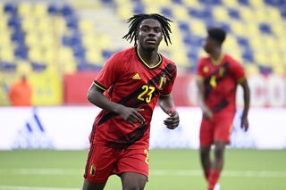 Romeo Lavia of Manchester City during the UEFA under 21 qualification match EURO 23 between Belgium and Scotland