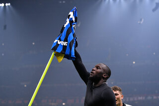 Romelu Lukaku of FC Internazionale celebrates after scoring the goal during the Serie A match between Inter Milan and AC Milan at Stadio San Siro, Milan, Italy on 9 February 2020