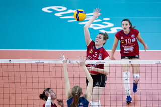 Beveren's Marlies Janssens pictured in action during the match between Oudegem and Asterix Avo Beveren, the final match in the women Belgian volleyball cup competition, Sunday 21 February 2021 in Merk