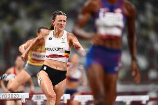 Belgian Paulien Couckuyt pictured in action during the semi-finals of the women's 400m hurdles race of the athletics competition on day 11 of the 'Tokyo 2020 Olympic Games' in Tokyo, Japan on Monday 0
