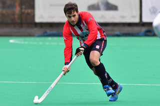 Leopold's Dylan Englebert pictured in action during a hockey game between KHC Dragons and Royal Leopold Club, Sunday 12 March 2023 in Brasschaat, on day 14 of the Belgian Men Hockey League season 2022