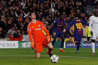 Lionel Messi Barcelona Chelsea Champions League Courtois