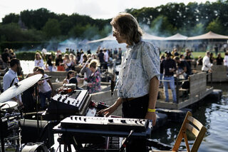 Playing music at a festival