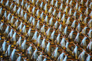 La scène des tambours lors de la cérémonie d'ouverture des JO de Pékin 2008