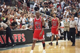 Michael Jordan, basketteur pro des Chicago Bulls, dans le documentaire The Last Dance