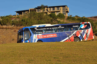 De fameuze bus van les Bleus op het WK 2010