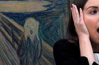 Een imitatie van de beroemde schreeuw van Edvard Munch
