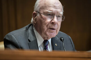 United States Senator Patrick Leahy (Democrat of Vermont), questions FBI Director Christopher Wray during a Senate Appropriations Subcommittee on Commerce, Justice, Science, and Related Agencies heari