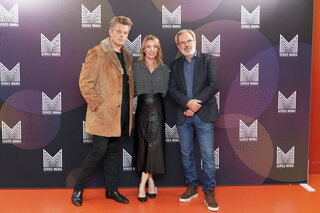 Benjamin Biolay, Anne Marivin et Didier Le Pêcheur à la première de "Rebecca" durant le festival Series Mania en septembre 2021