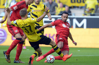 Een deel tussen Bayer Leverkussen en Borussia Dortmund in de Bundesliga