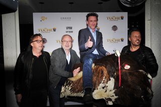 Soirée de lancement du film Les Tuche 2 - Le rêve américain en janvier 2016 avec le réalisateur Olivier Baroux et l'acteur Jean-Paul Rouve