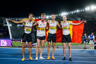 Belgian Jonathan Sacoor, Belgian Alexander Doom, Belgian Dylan Borlee and Belgian Robin Vanderbemden