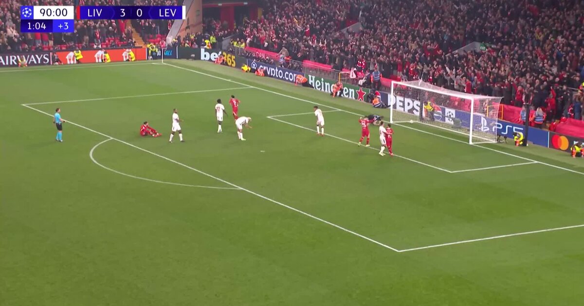 Goal Liverpool 4 0 Bayer Leverkusen, 90'+2 Luis Díaz